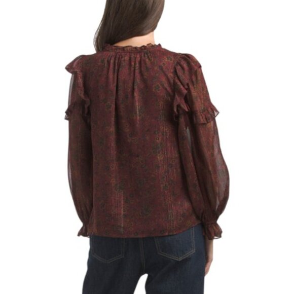 SUGAR LIPS Flutter Puff Sleeve Printed Blouse - Picture 2 of 4